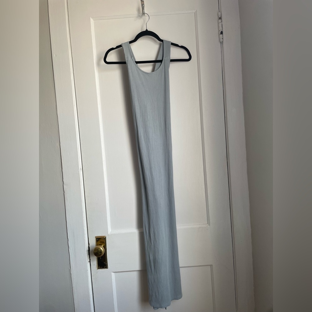 H&M Ribbed Crisscross back Blue Gray Maxi Dress